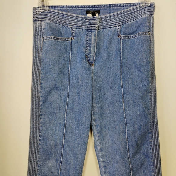 Escada Y2K Cropped Jeans Womens 38 US 6/8 Blue Pintuck Retro Medium Wash - Picture 5 of 16